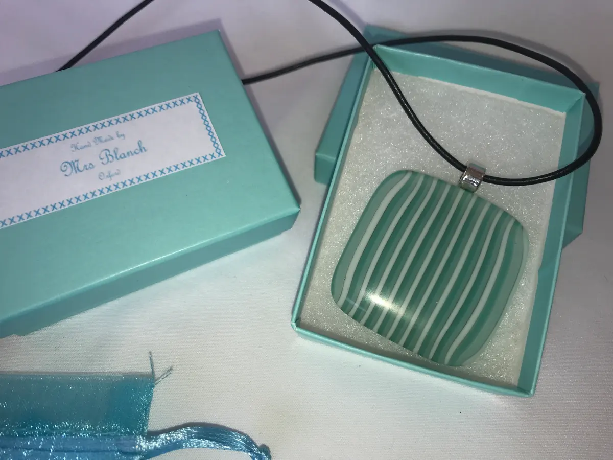 Aqua green/white three colour stripe P009