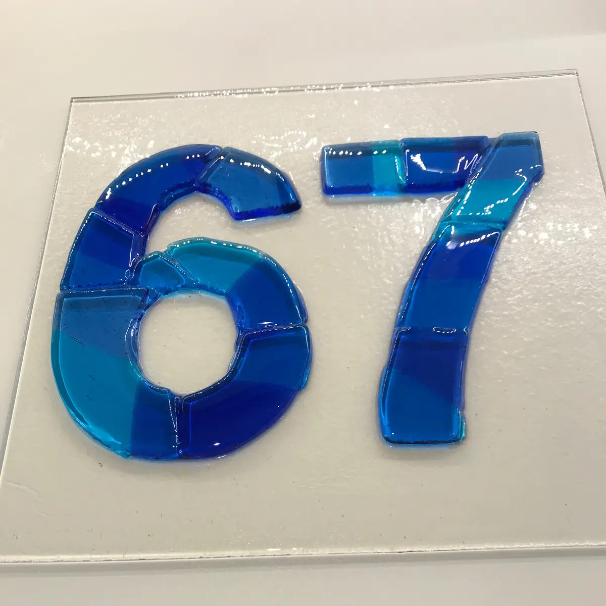 House number - layered glass. Made to order. Please request a quote.