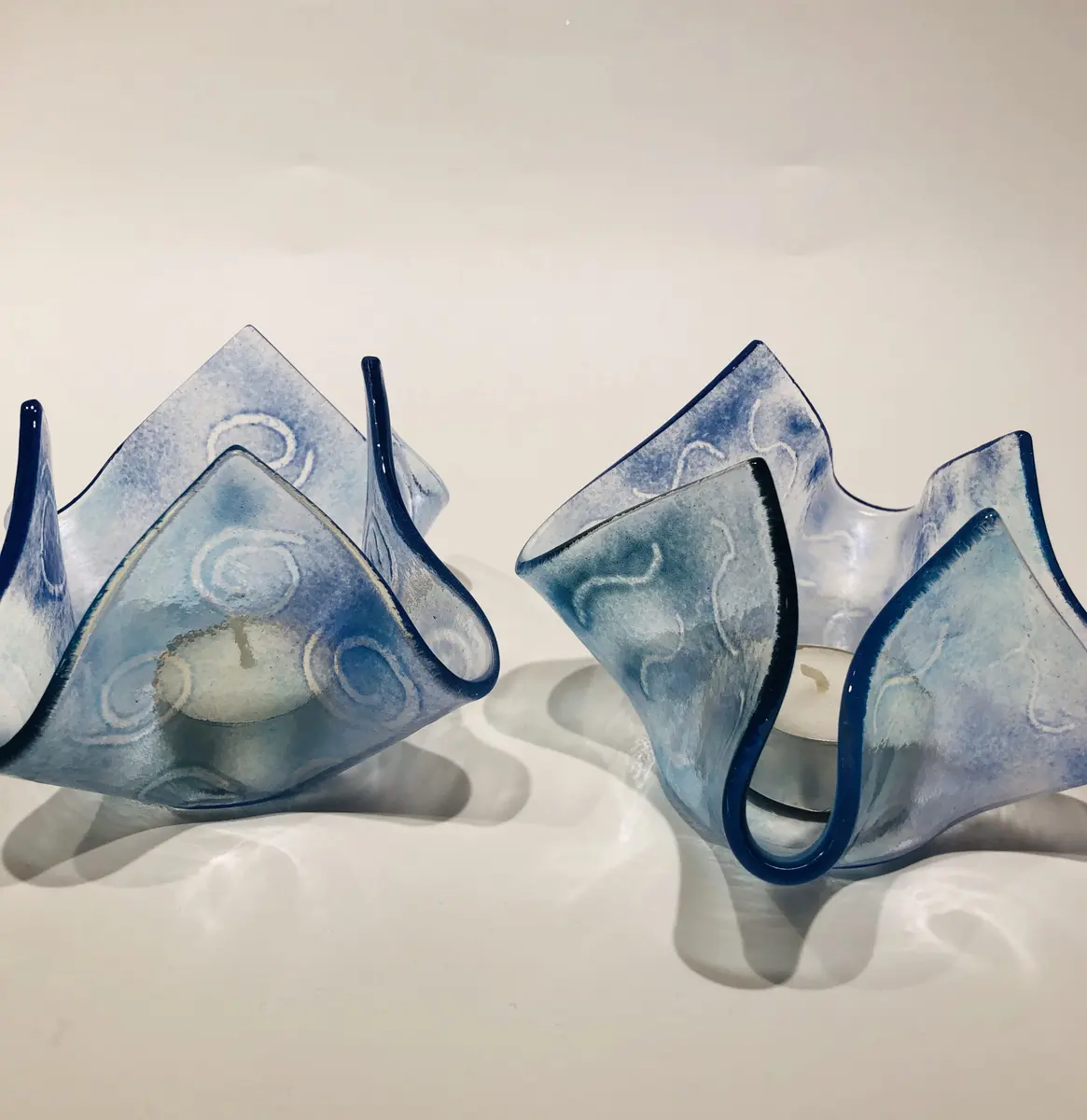 Blue patterned candle holder £22.00 each.
