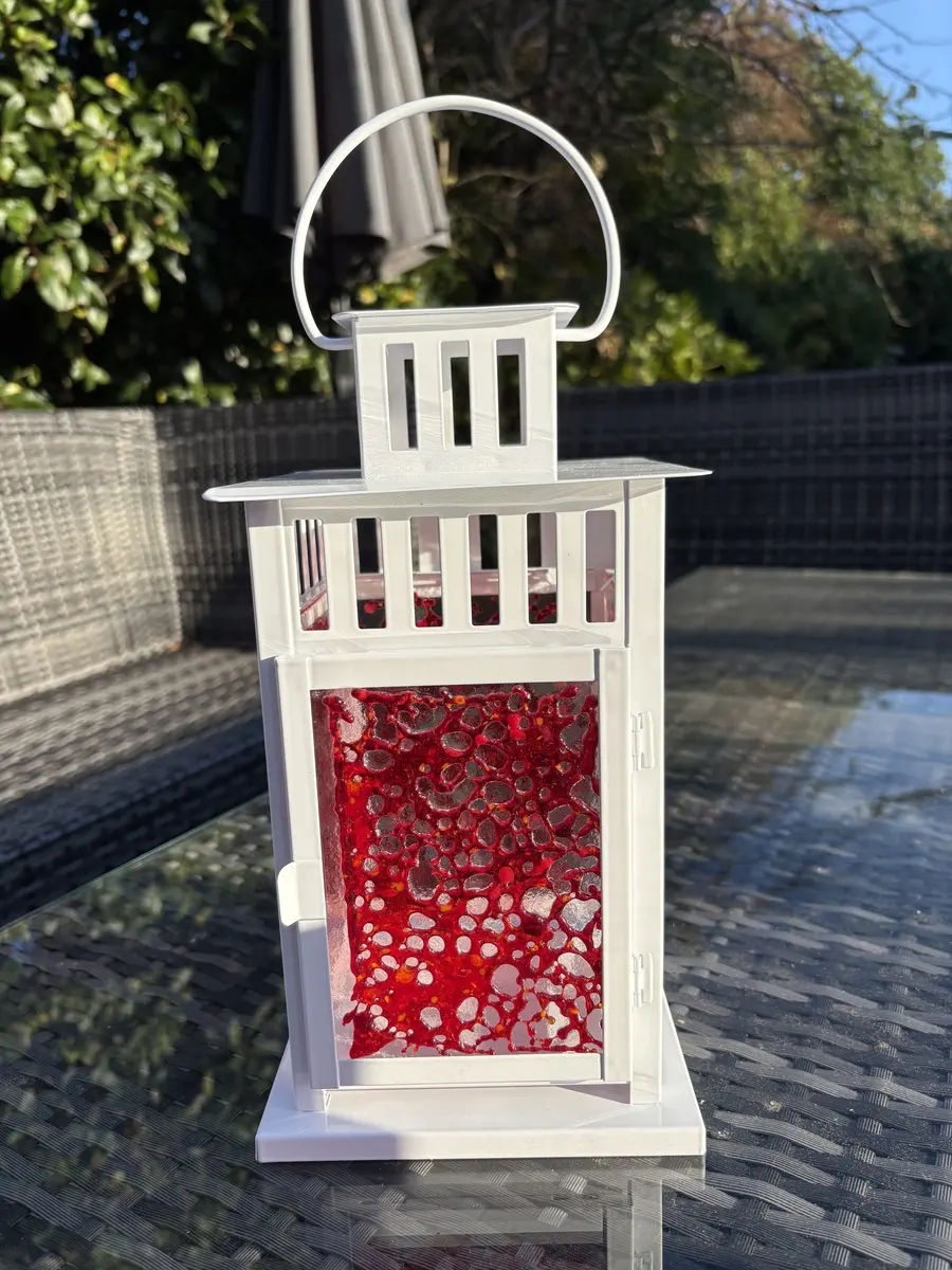 Red Lace Lantern approx 30cm tall excluding handle. £50.00